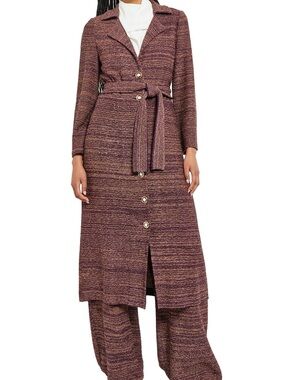 Misook Tweed Belted Sweater Coat